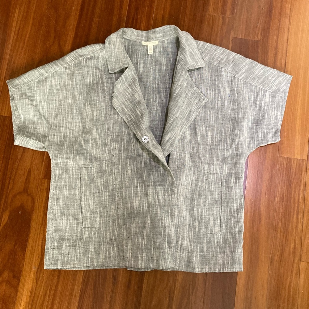 Eileen Fisher Linen Blend Short Sleeve Jacket XS